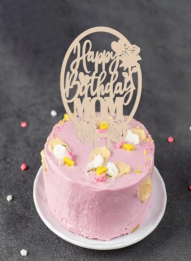 Cliths Wooden "Happy Birthday Mom" Cake Topper - 7.68 x 5.91 Inch MDF Cake Decoration for Mother's Day, Birthday Party Birthday Cake Topper Happy Birthday Mom - Image 4